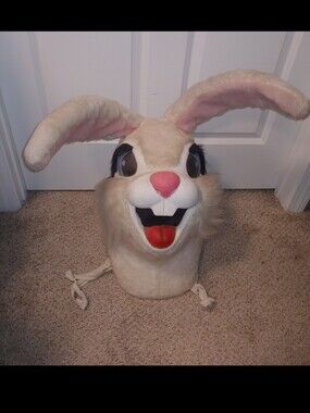 Vintage Bunny Rabbit Furry Head Costume Halloween Easter Full Mask